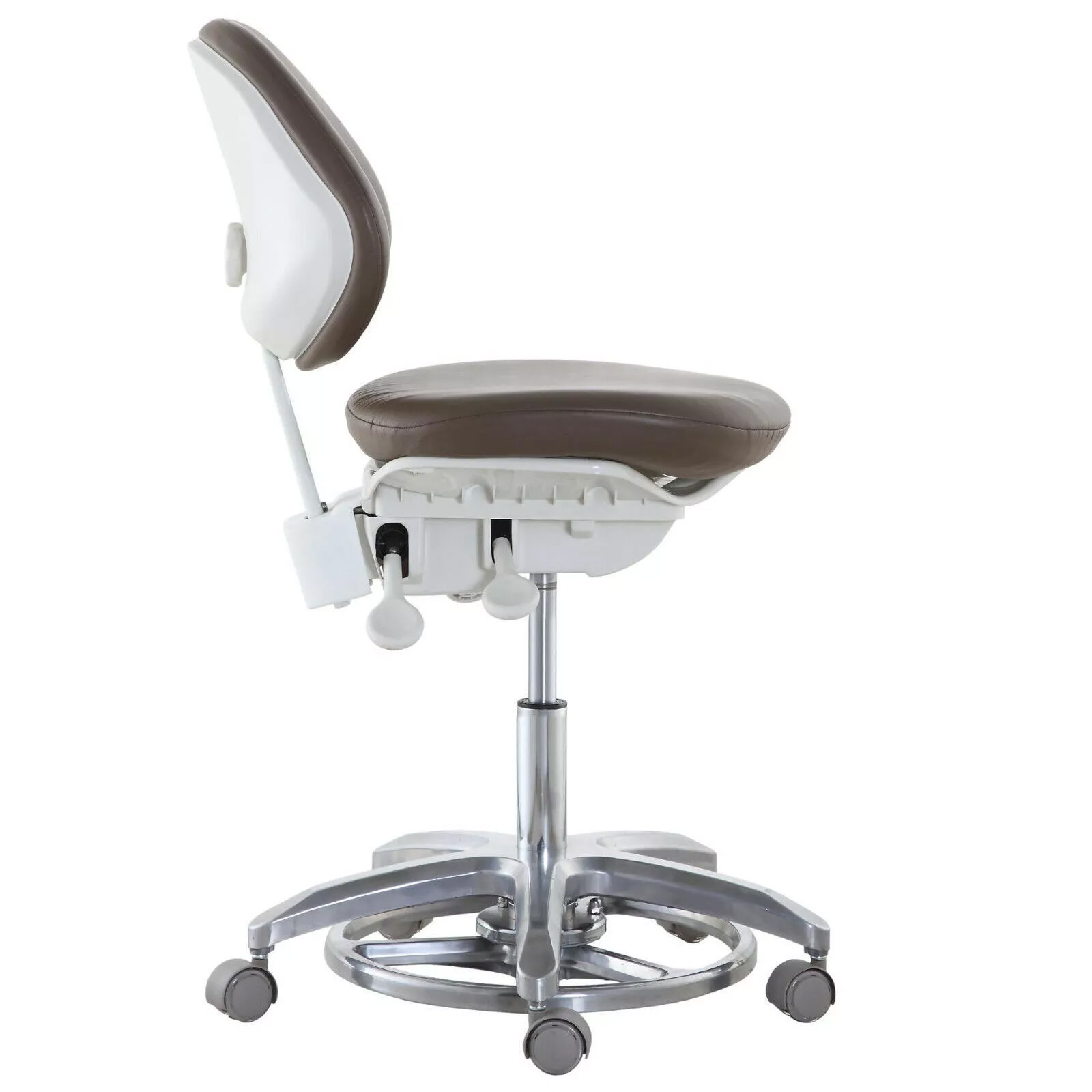 QY DS-FC Dental Stool Dentist Doctor Assistant Stool with Back Support PU Leather